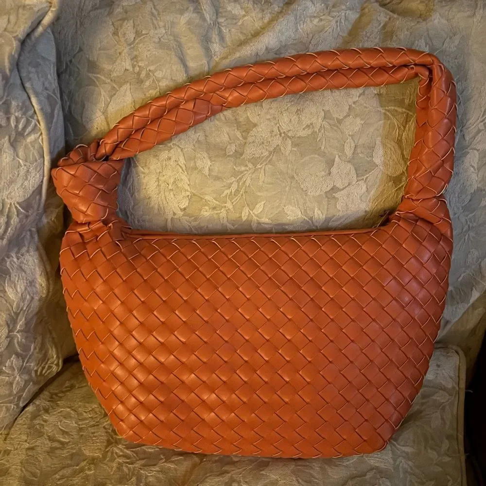 A New Day Woven Hobo Bag in Warm Orange